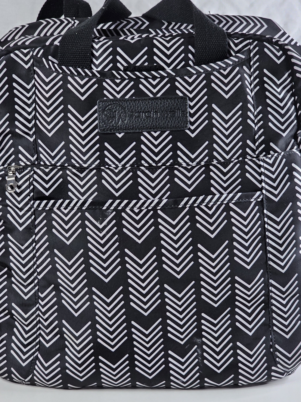 Sarah Wells Kelly Breastpump Black & White Chevron Pattern Backpack